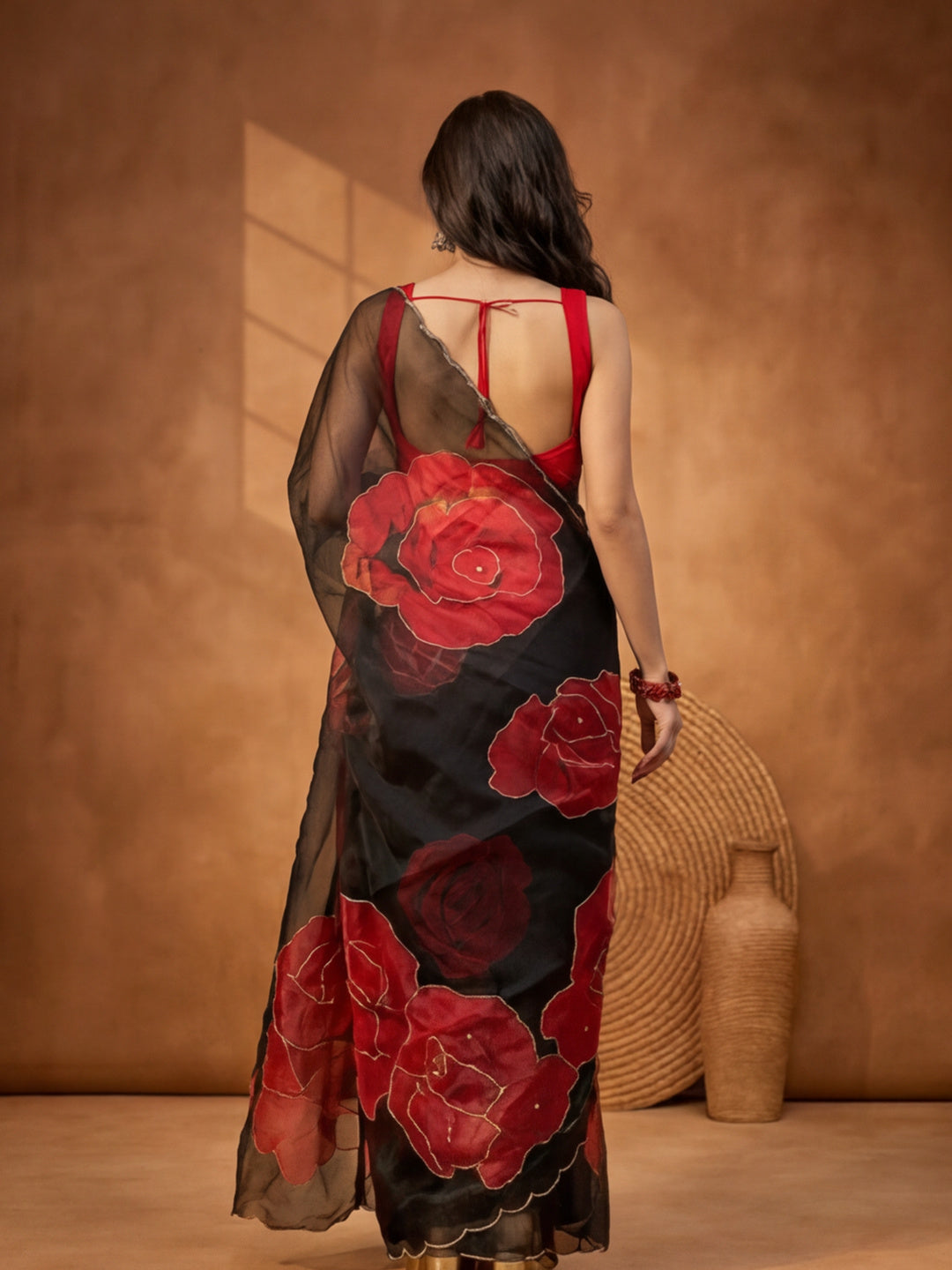 Floral Organza Saree with Unstiched Blouse