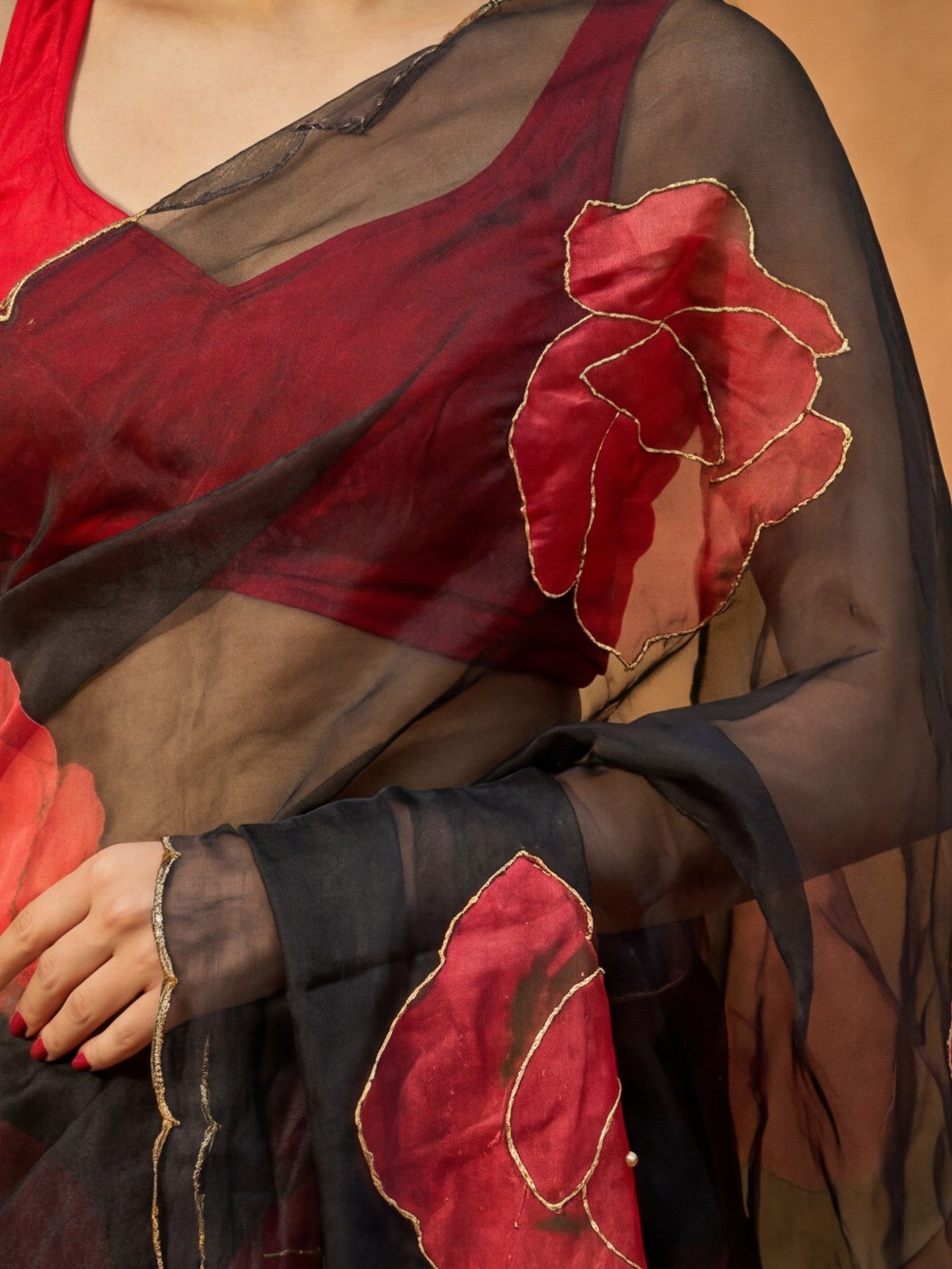 Floral Organza Saree with Unstiched Blouse
