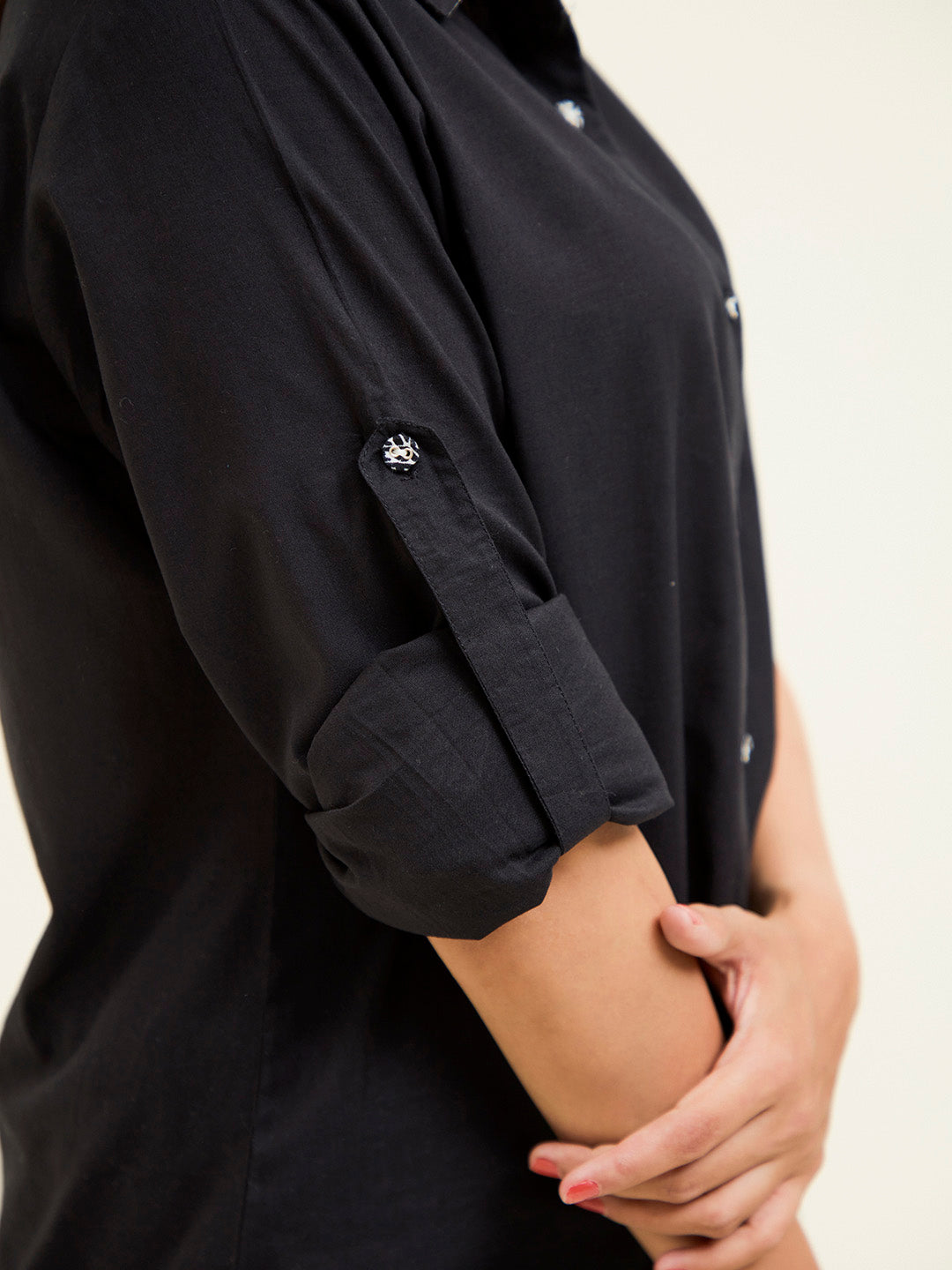 Black Cotton Full Sleeves Casual Shirt