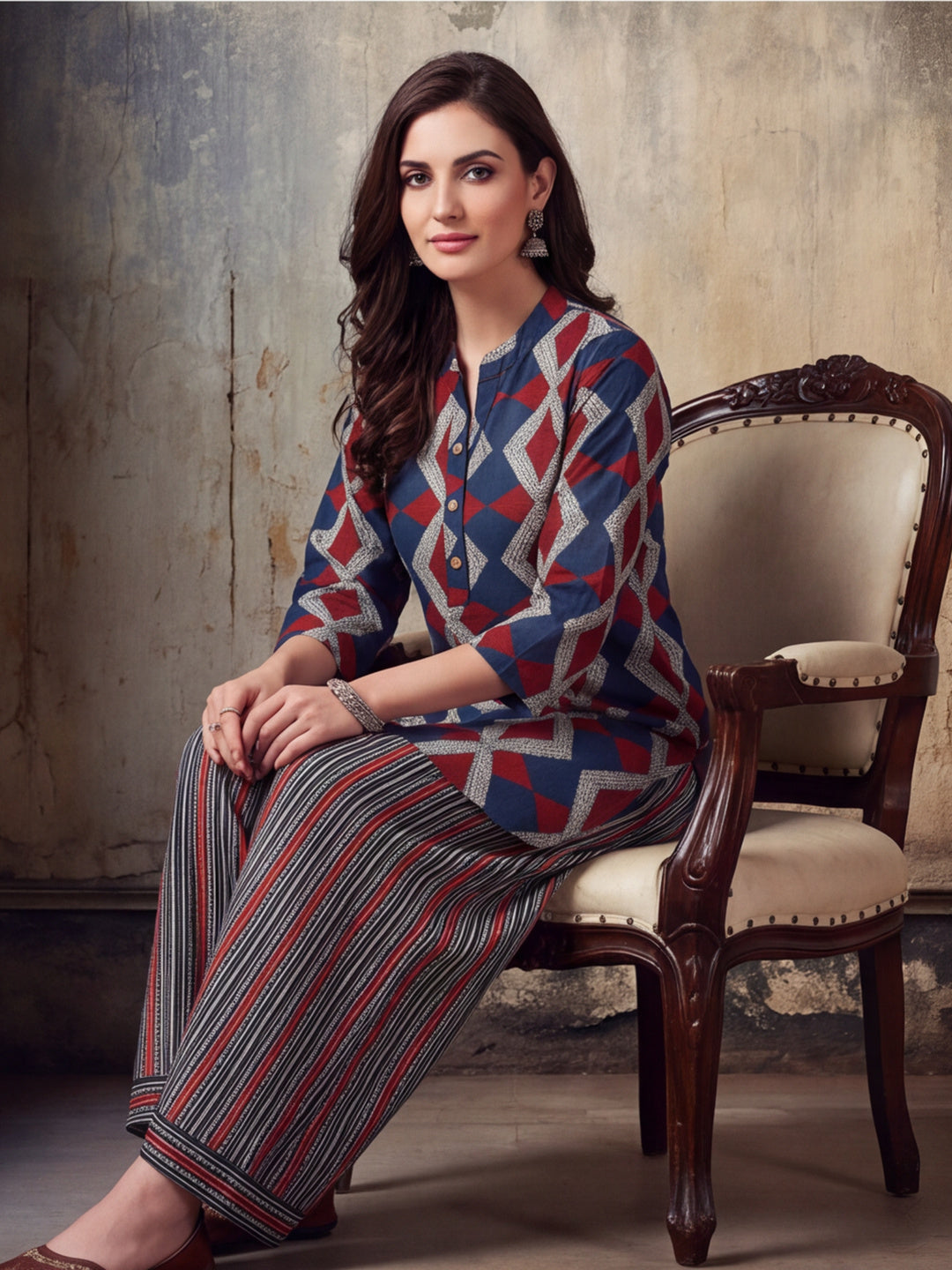 Women Straight Printed Pure Cotton Farshi Suit Sets