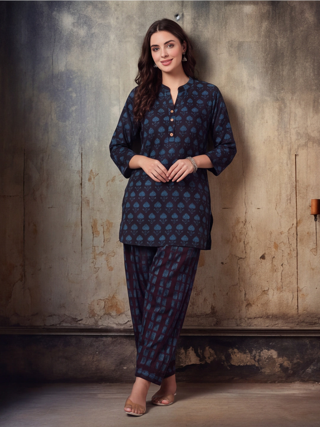 Women Straight Printed Pure Cotton Farshi Suit Sets