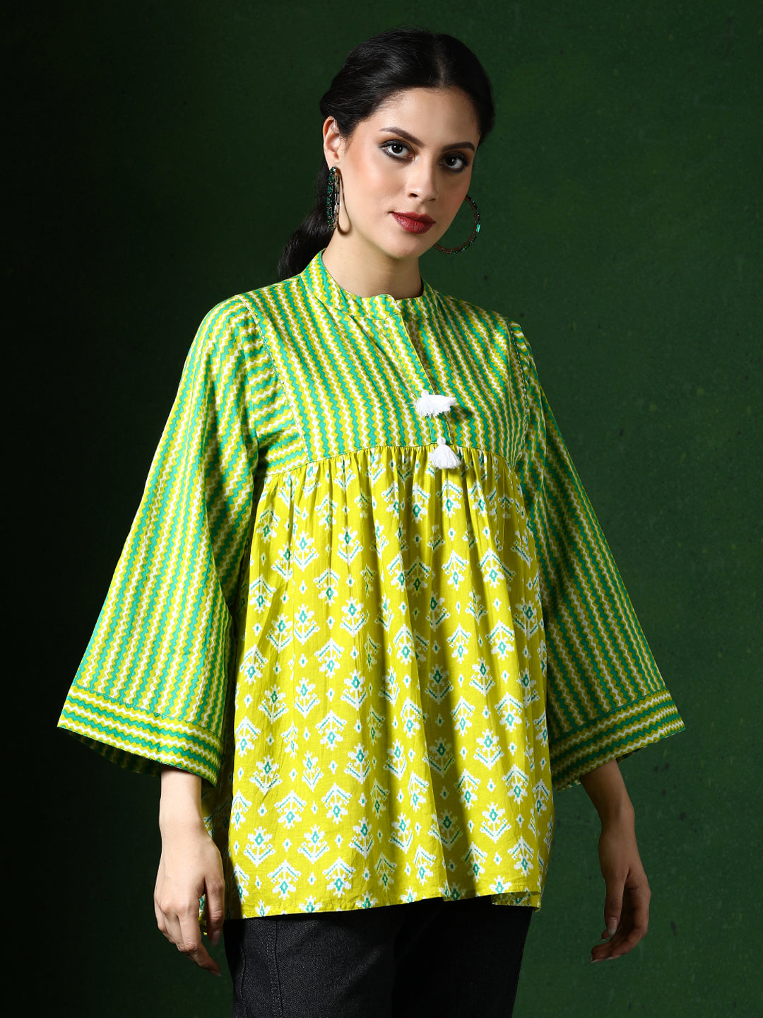 Floral Printed A-Line Pure Cotton Top