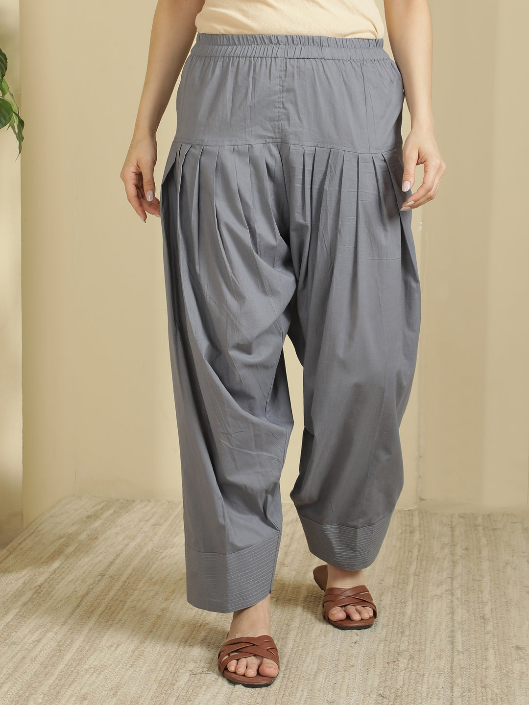 Women solid Loose fit cotton Farsi Salwar