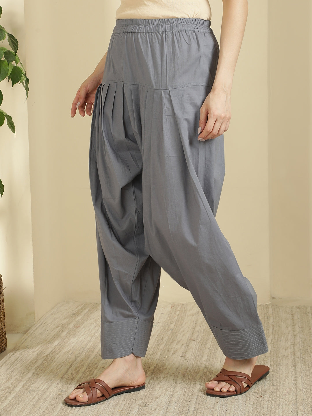 Women solid Loose fit cotton Farsi Salwar
