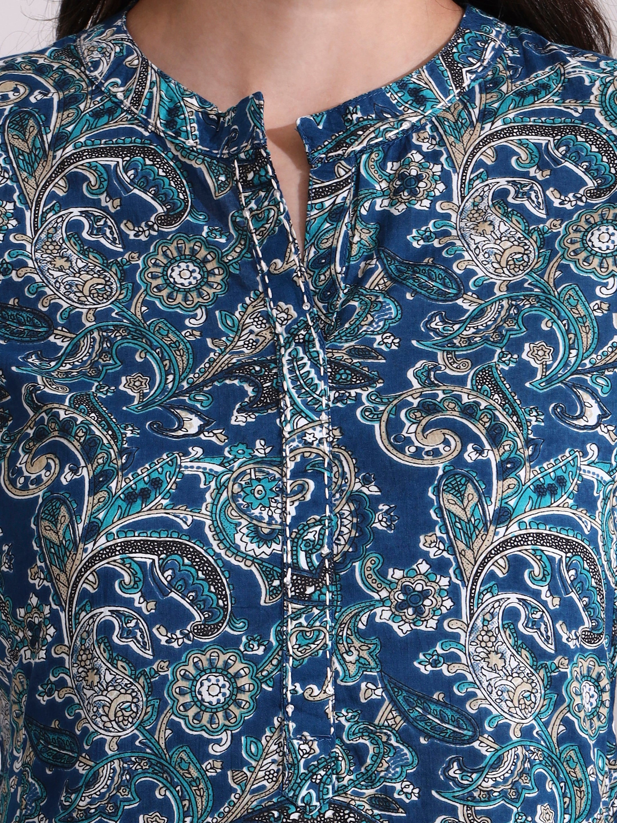 Floral Printed Straight Pure Cotton Kurta & Trousers Sets