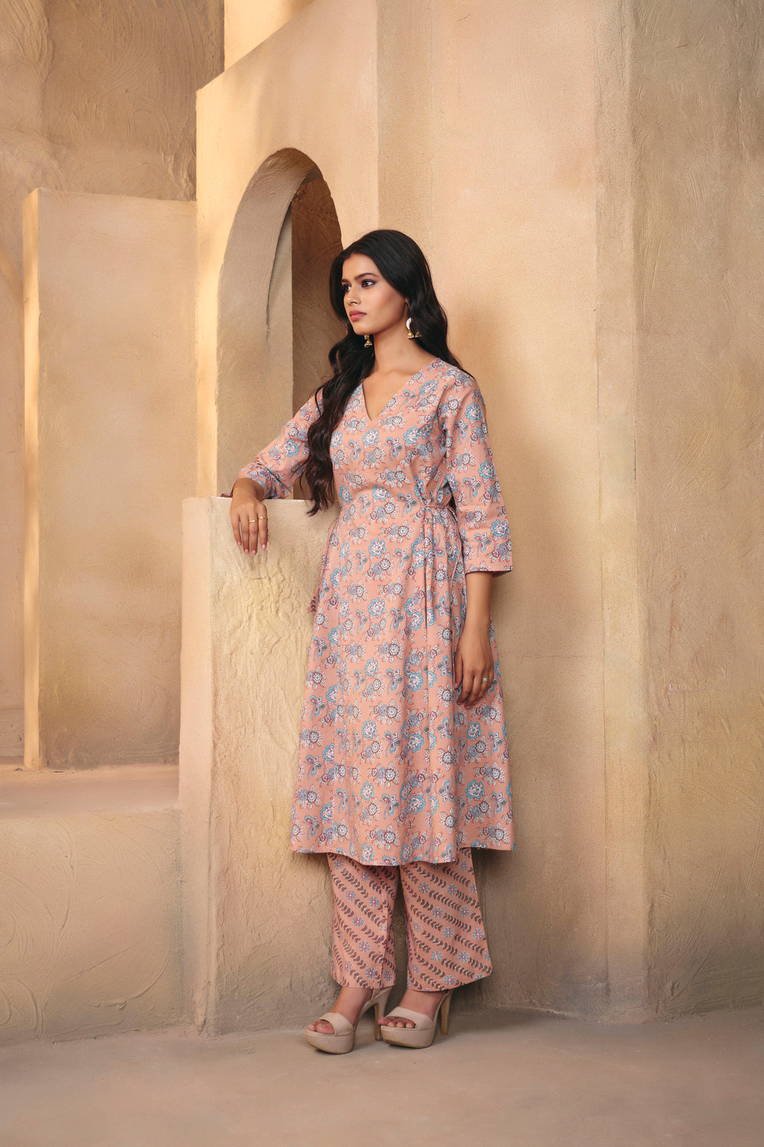 Floral Printed A-Line Pure Cotton Kurta & Trousers Sets
