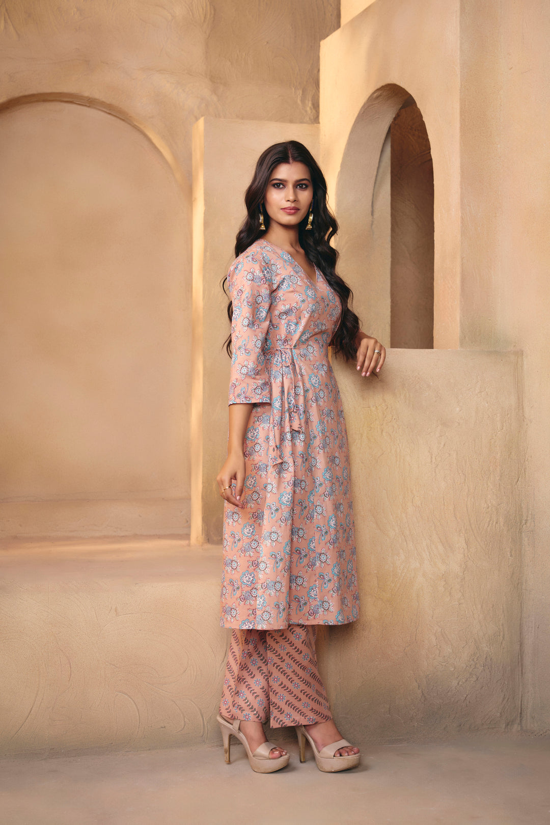 Floral Printed A-Line Pure Cotton Kurta & Trousers Sets