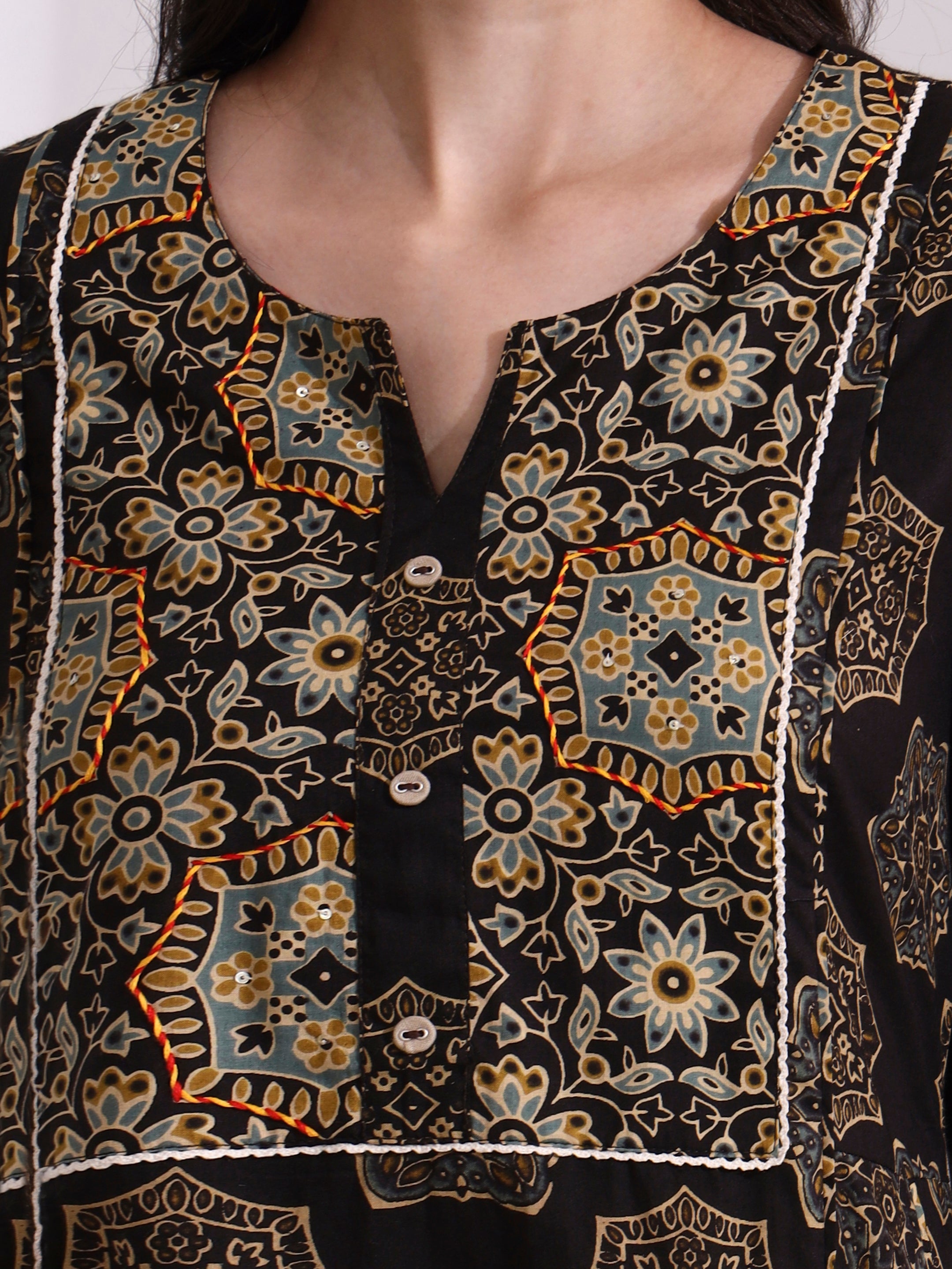 Floral Printed A-Line Pure Cotton Kurta & Trousers Sets