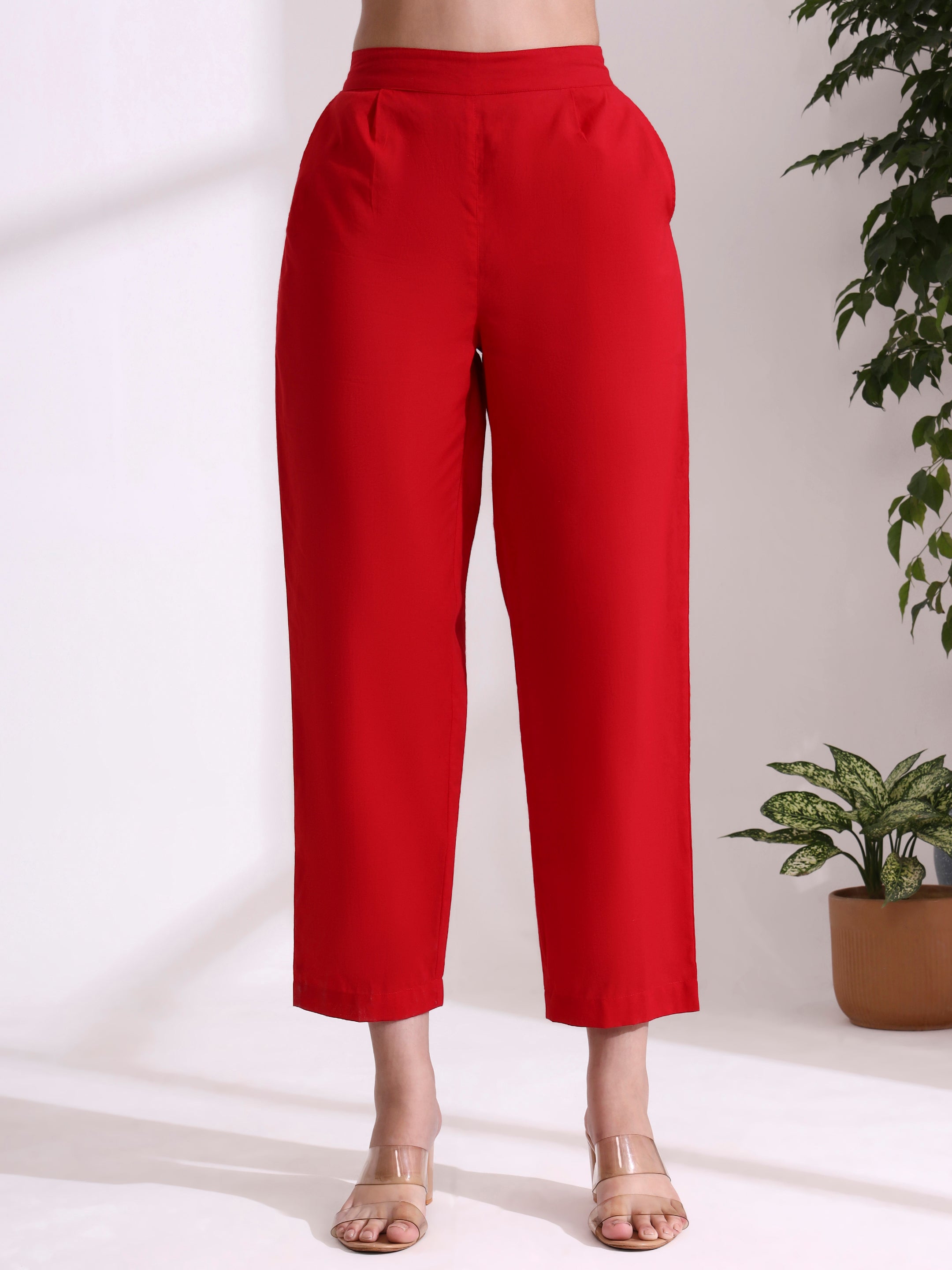 Solid Solid Straight Pure Cotton Kurta & Trousers Sets