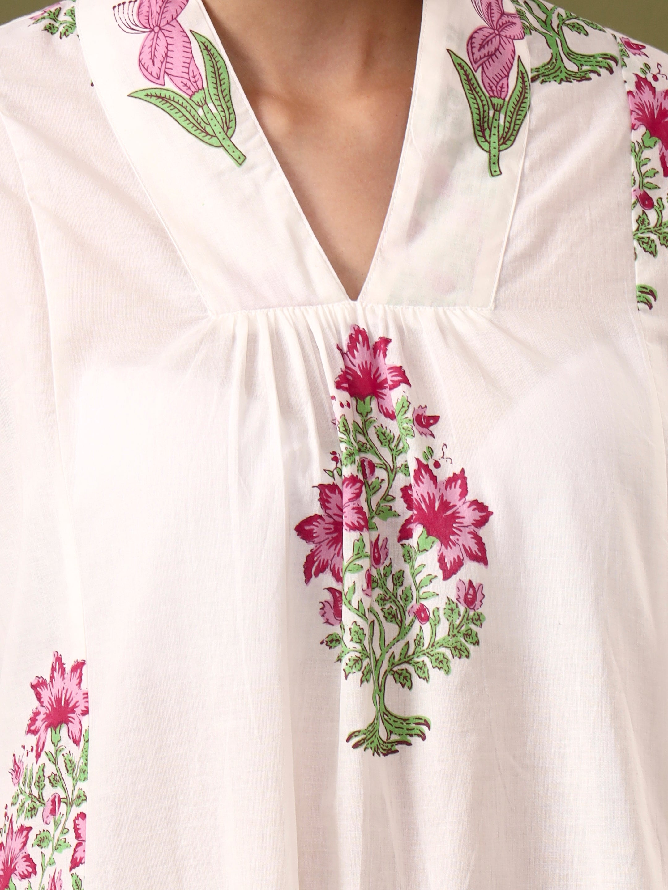 Floral Printed A-Line Pure Cotton Kurta