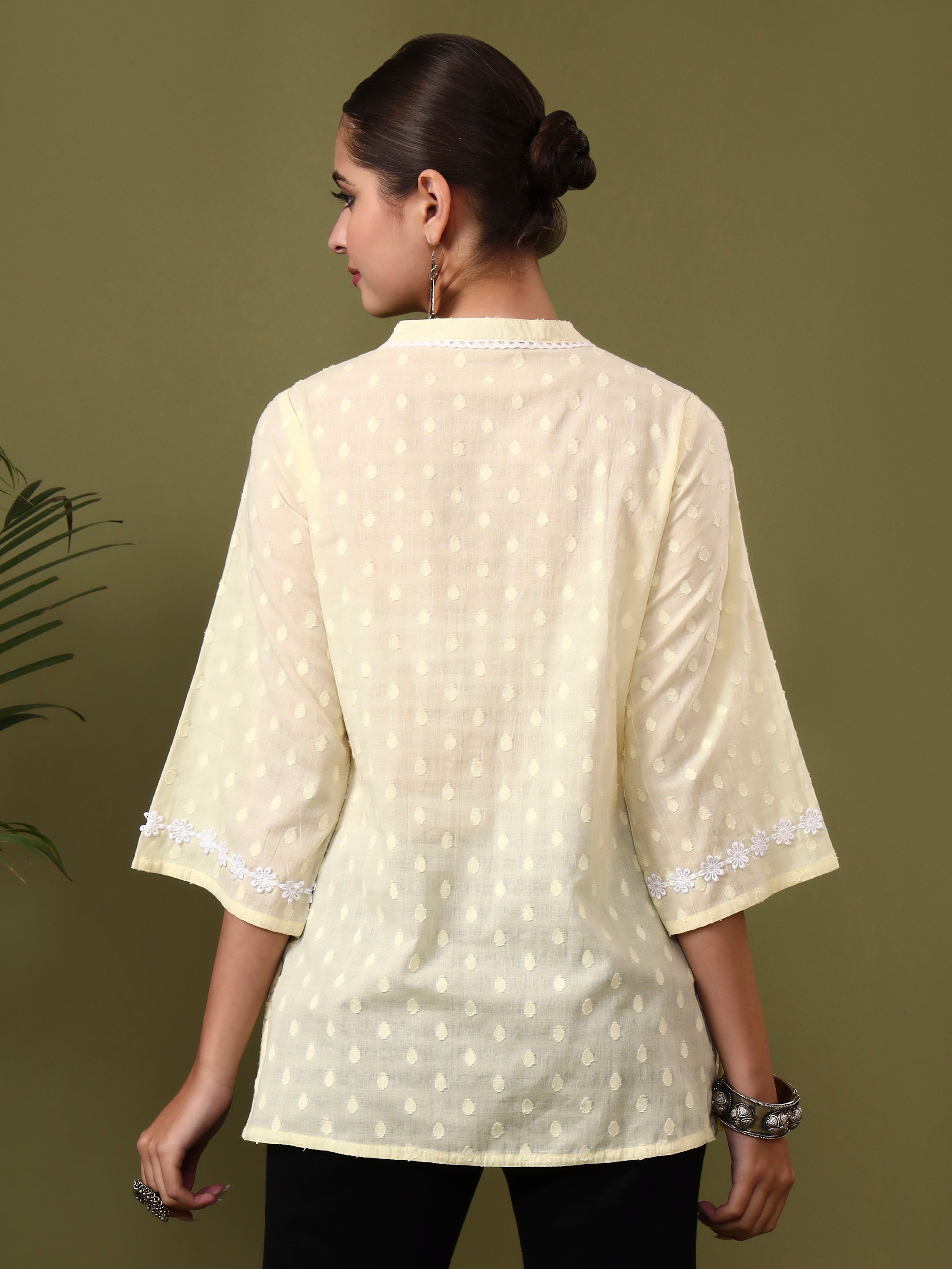 Floral Embroidered Straight Pure Cotton Top