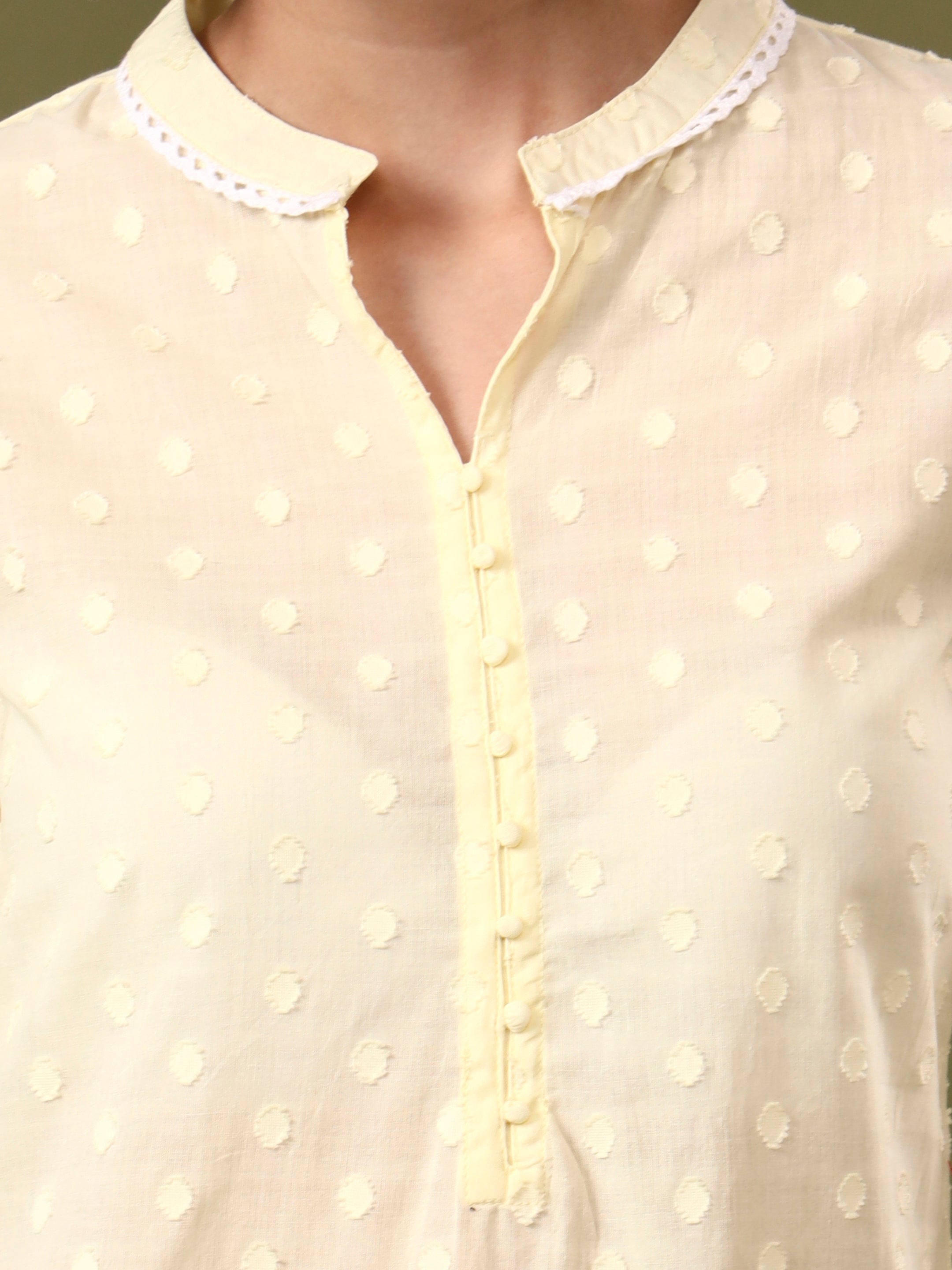 Floral Embroidered Straight Pure Cotton Top