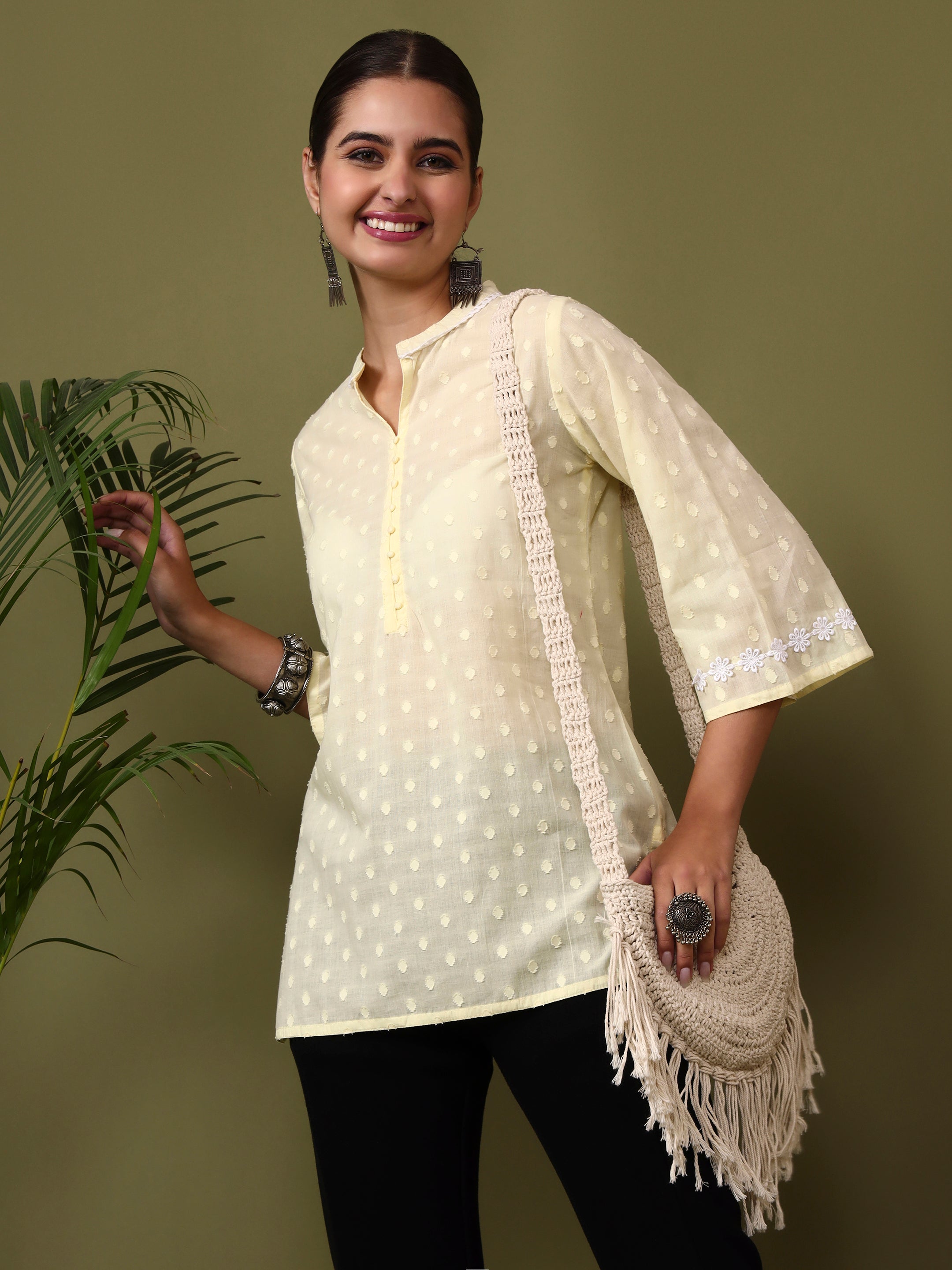 Floral Embroidered Straight Pure Cotton Top