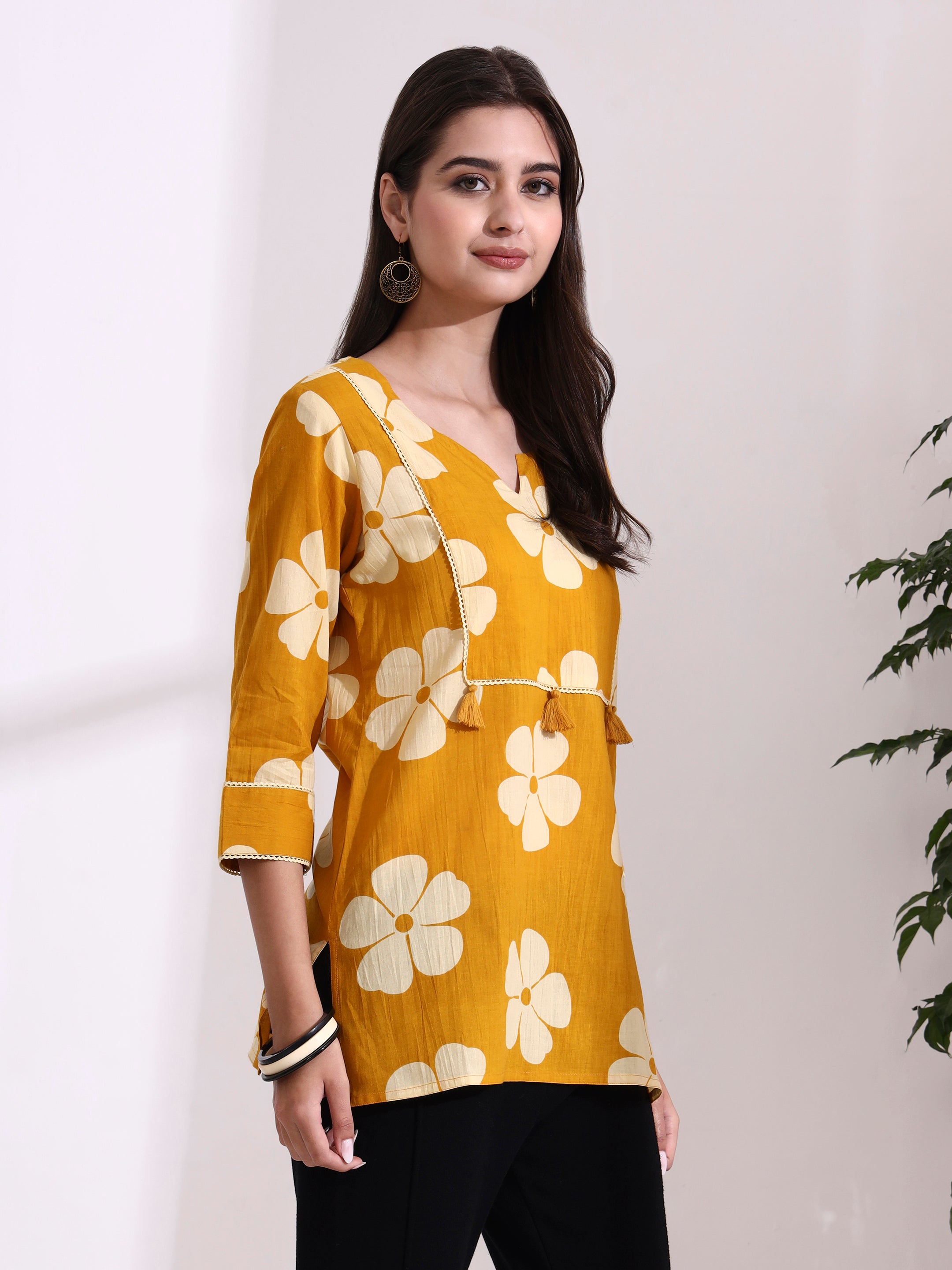 Floral Printed Straight Pure Cotton Top