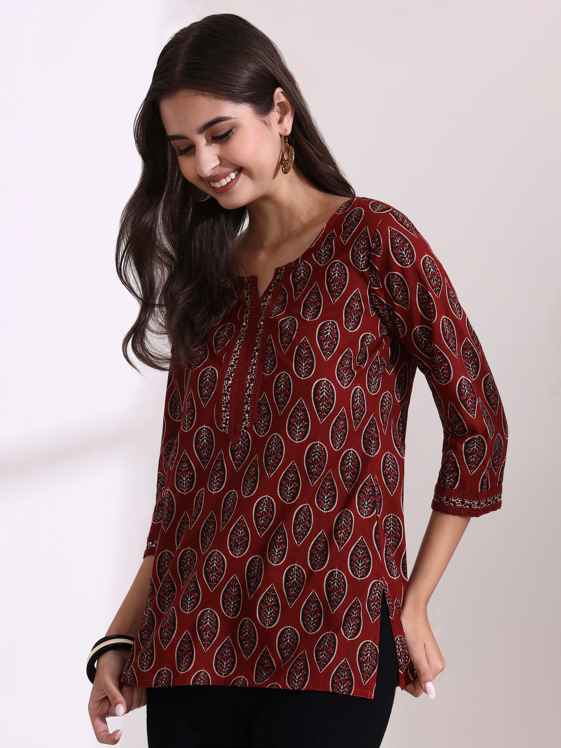 Floral Embroidered Straight Pure Cotton Top