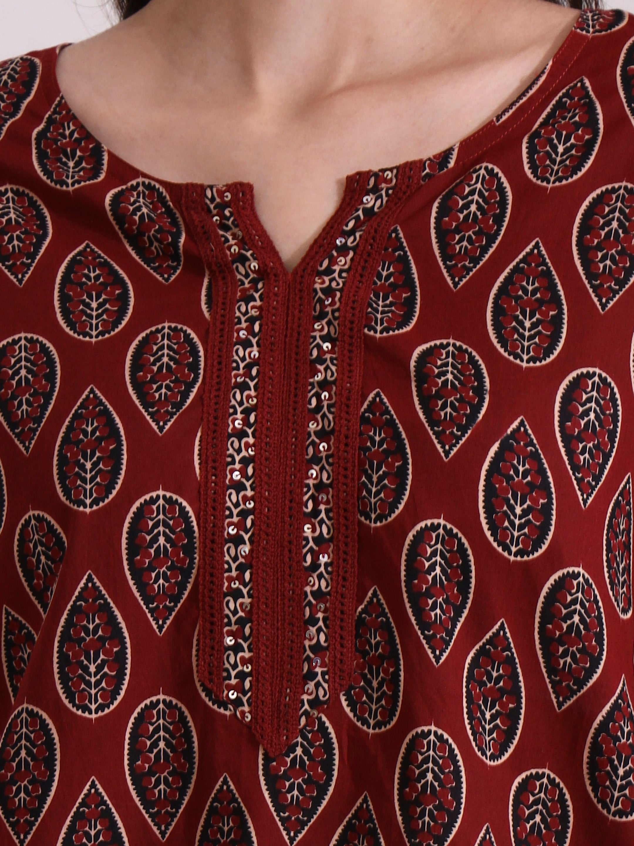 Floral Embroidered Straight Pure Cotton Top