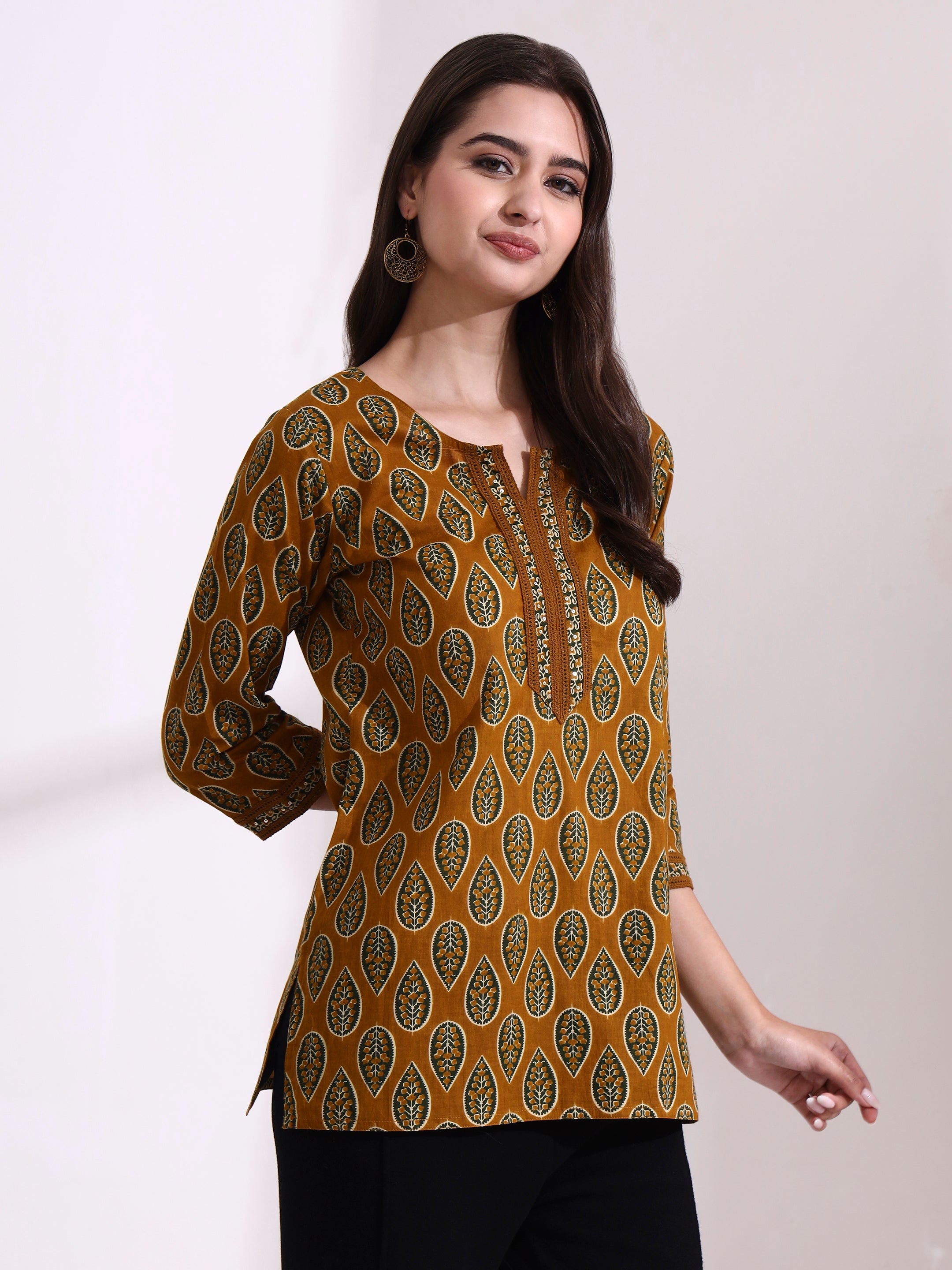 Floral Embroidered Straight Pure Cotton Top