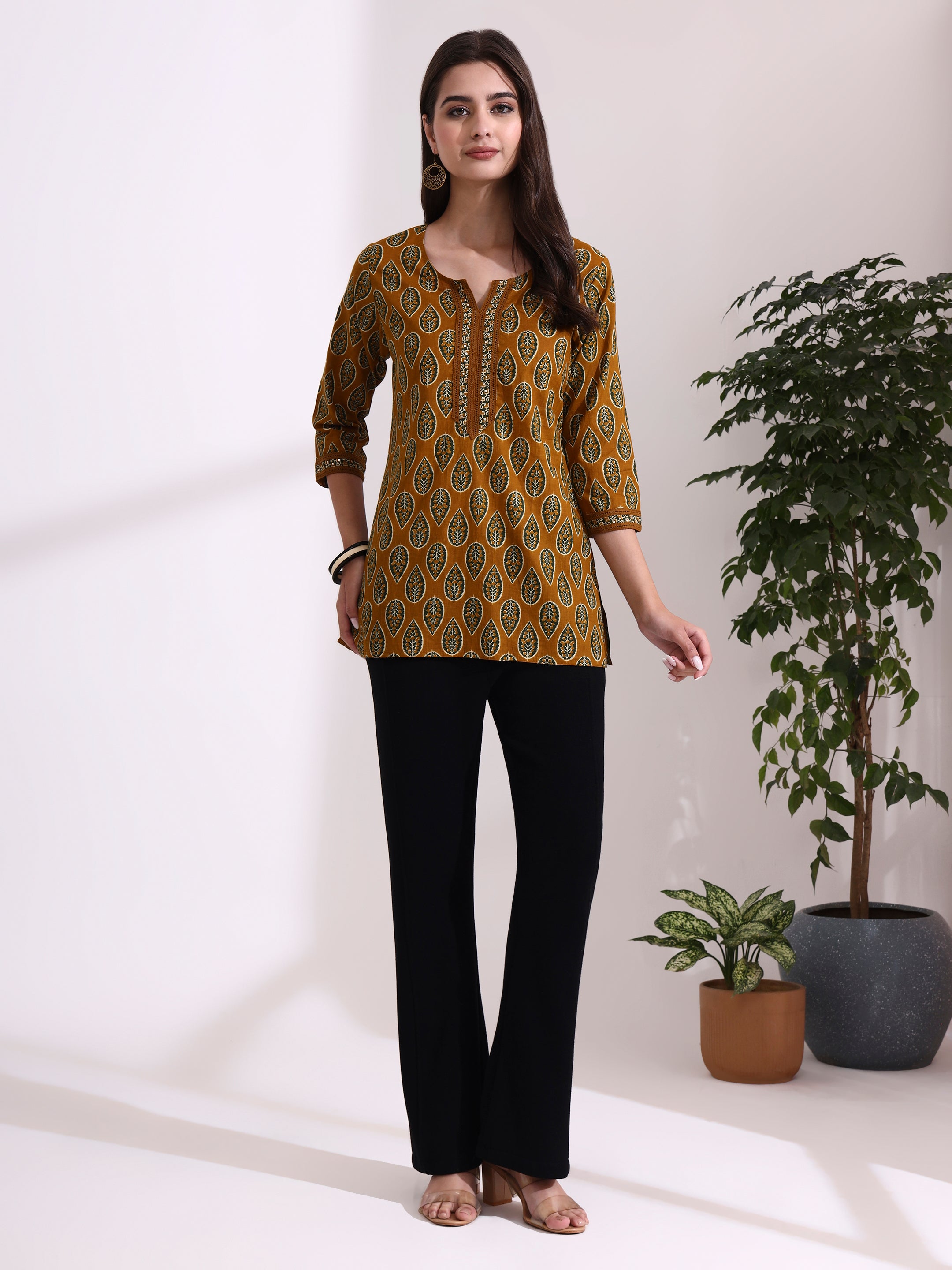 Floral Embroidered Straight Pure Cotton Top