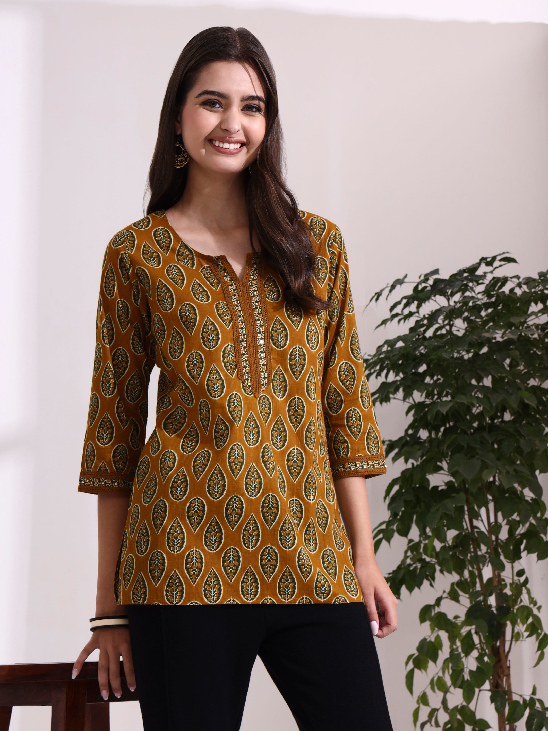 Floral Embroidered Straight Pure Cotton Top