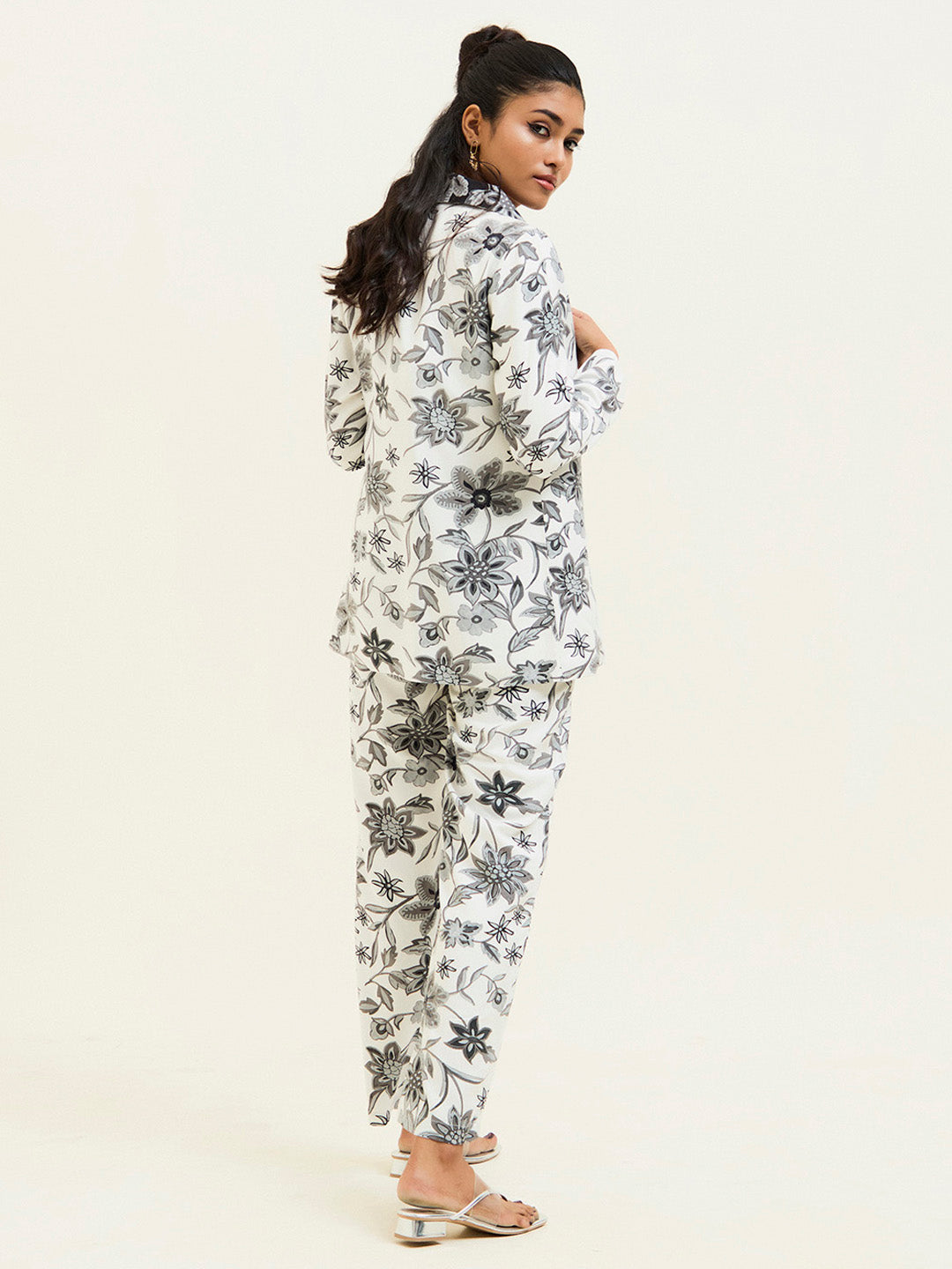 White Floral Printed Cotton Co-ord Set