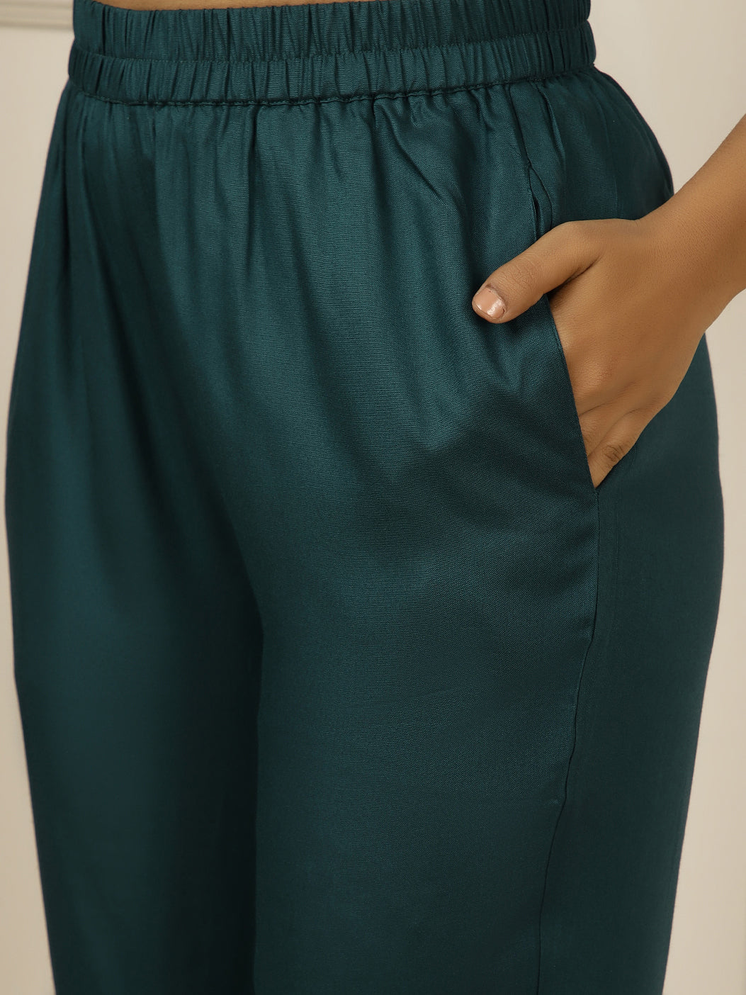 Sea Green Pleated Straight Kurta With Pants