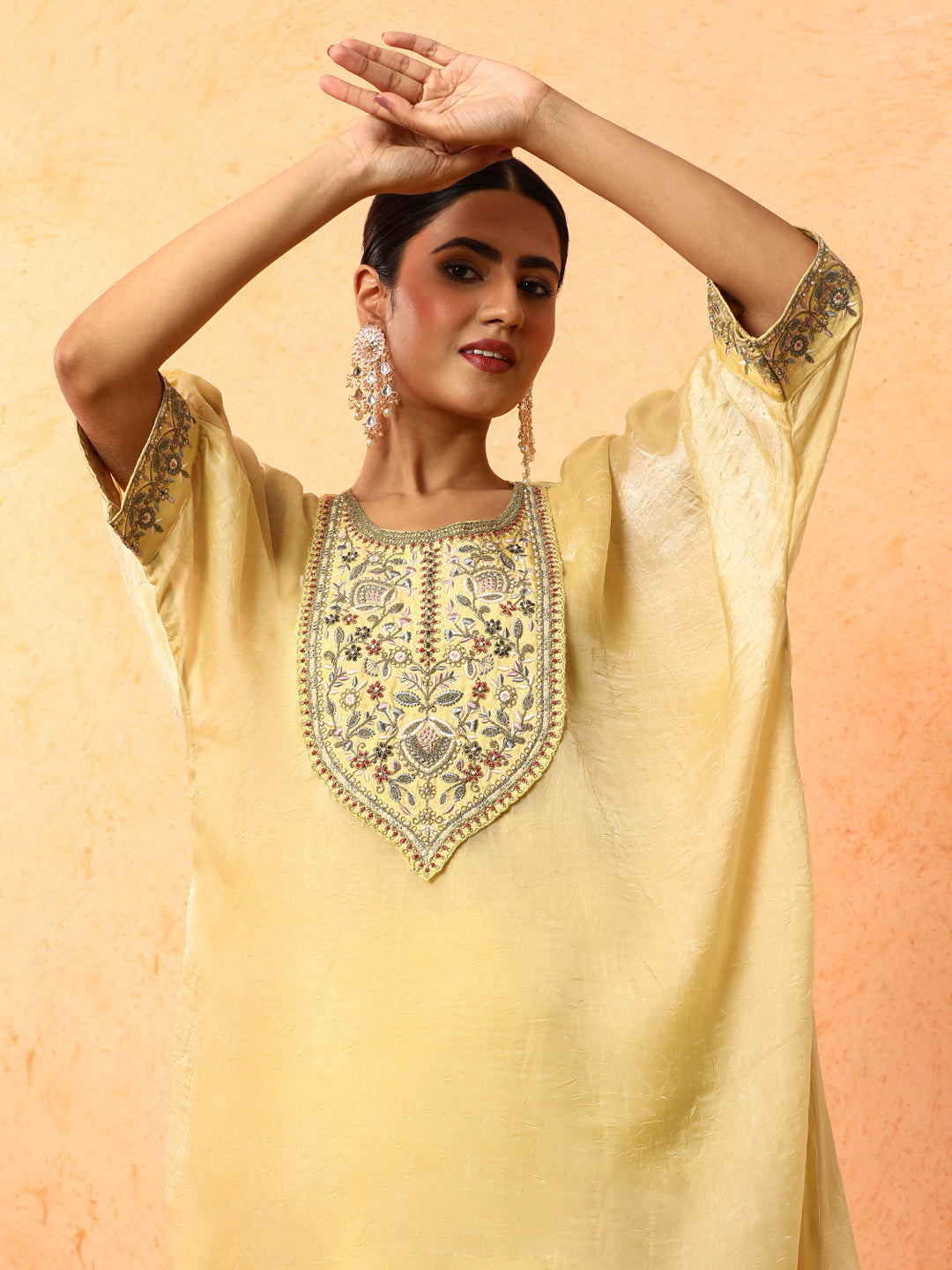 Floral Embroidered A-Line Organza Kurta & Trousers Sets