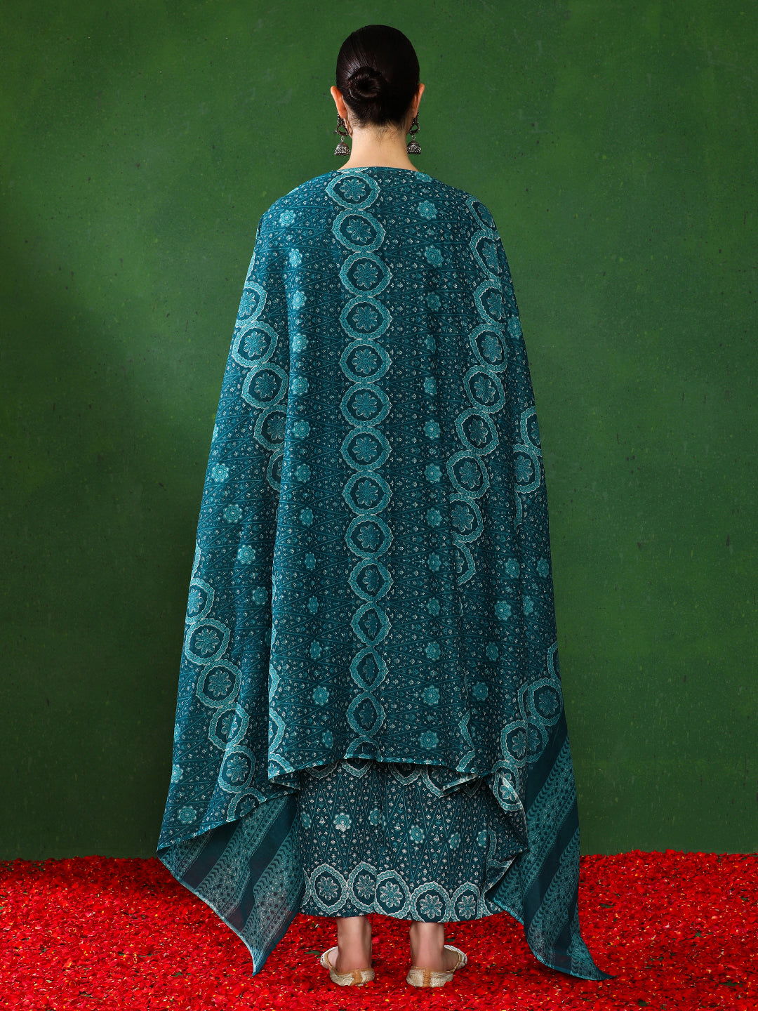 Solid Embroidered A-Line Kurta & Trousers Sets