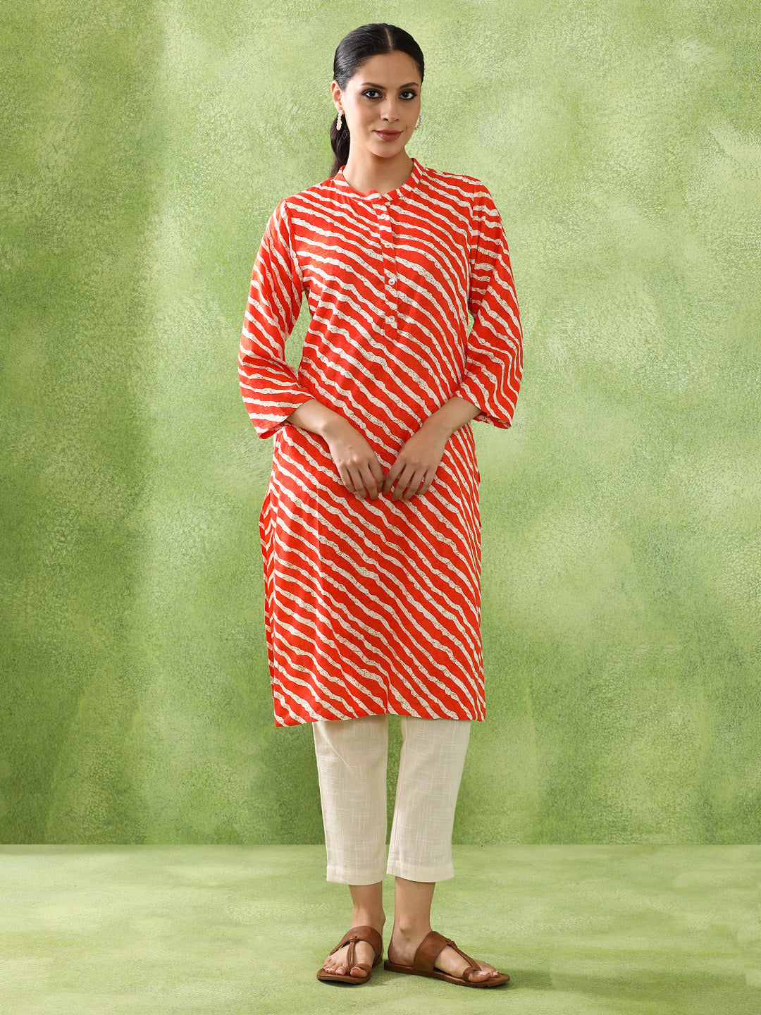 Leheriya Printed Straight Kurta