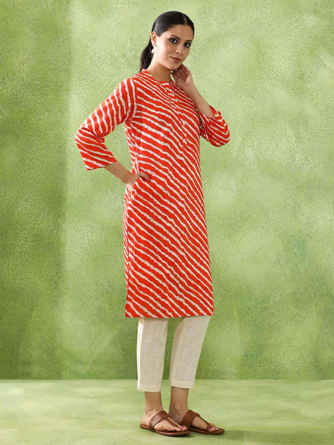 Leheriya Printed Straight Kurta