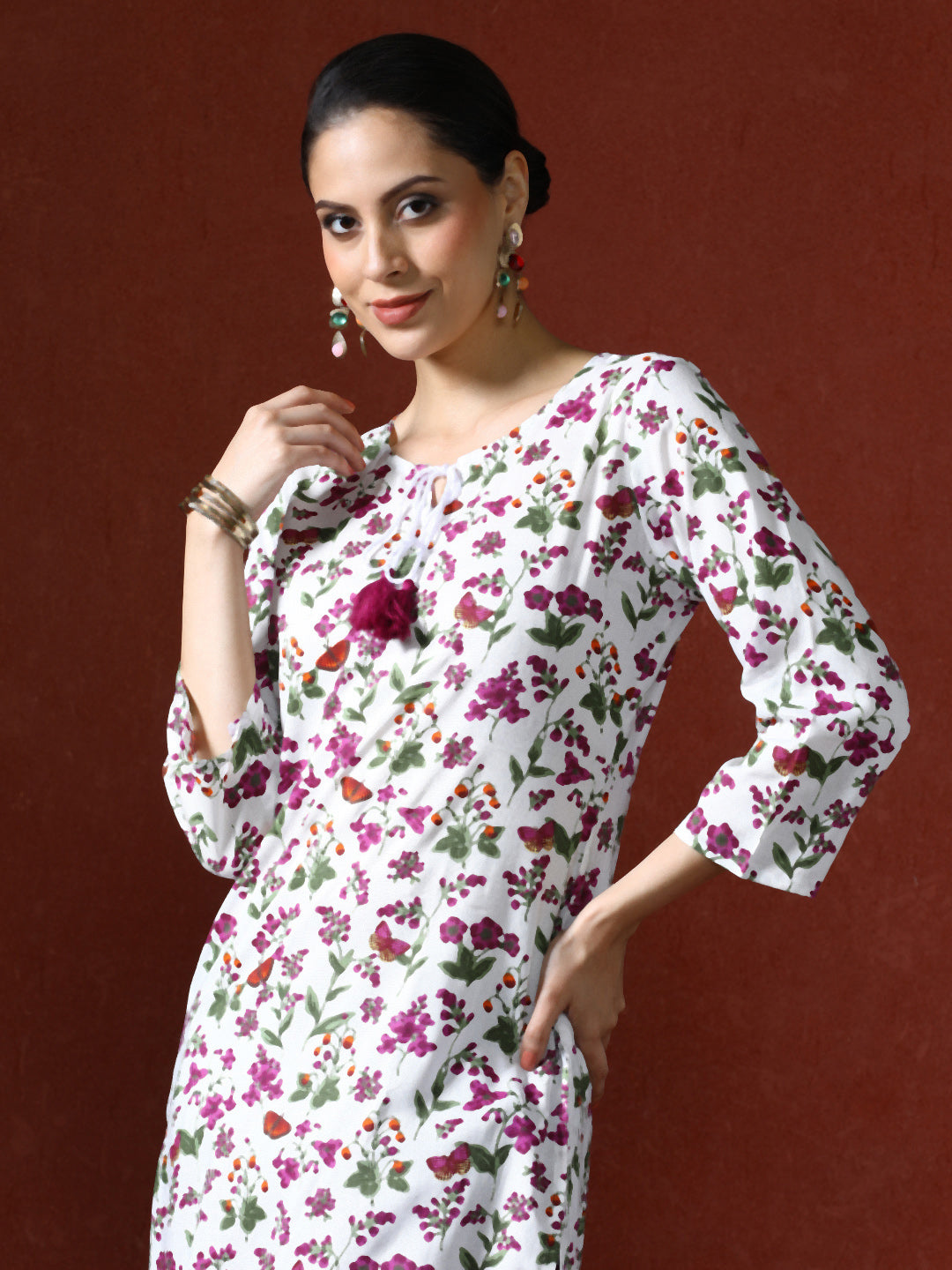 Floral Printed Straight Kurta