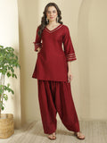 Solid Silk Blend Kurts & Salwar Sets