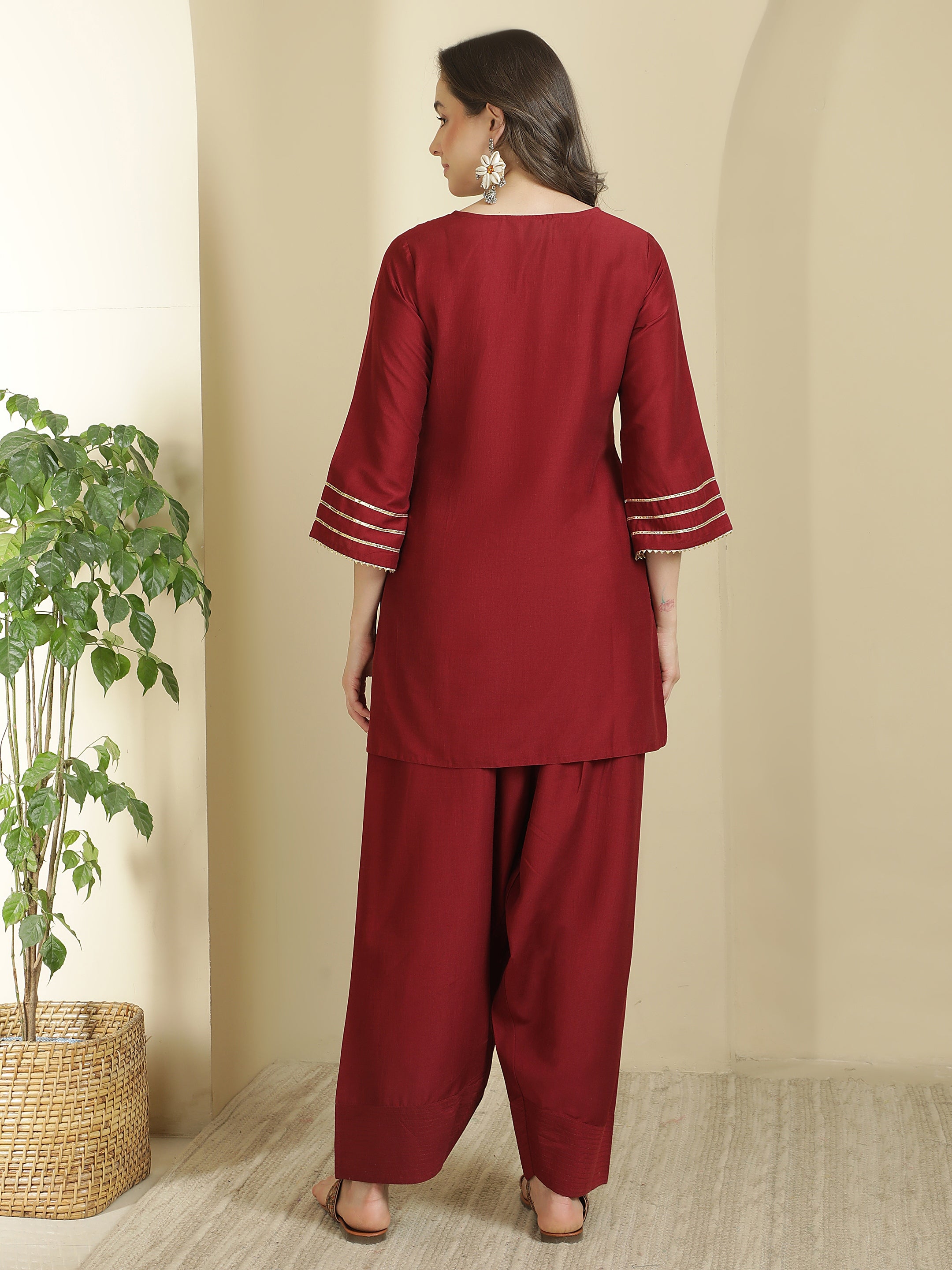 Solid Silk Blend Kurts & Salwar Sets
