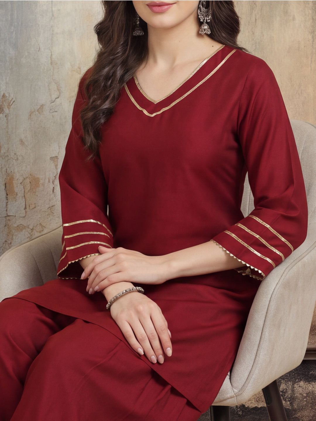 Solid Silk Blend Kurts & Salwar Sets