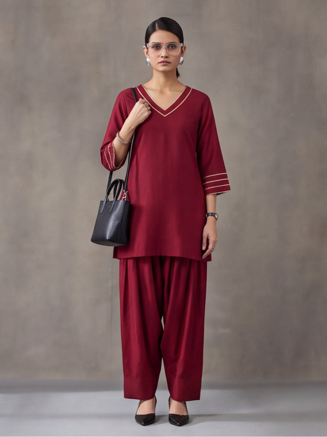 Solid Silk Blend Kurts & Salwar Sets