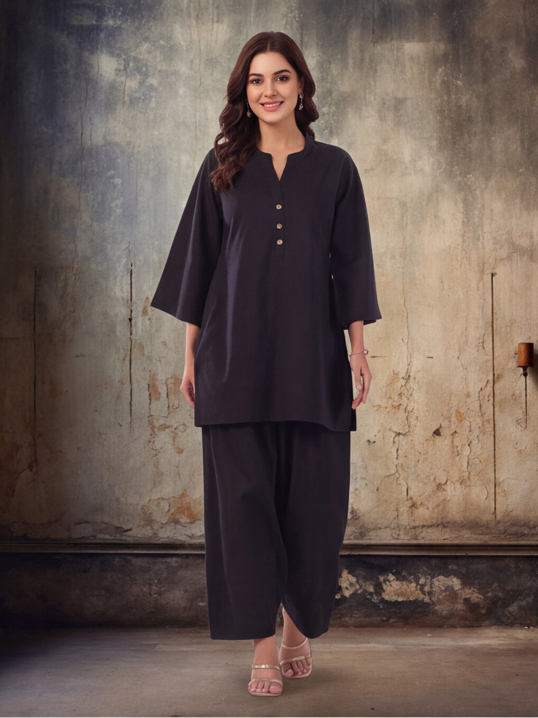 Solid Cotton Straight Kurta & Salwar Sets
