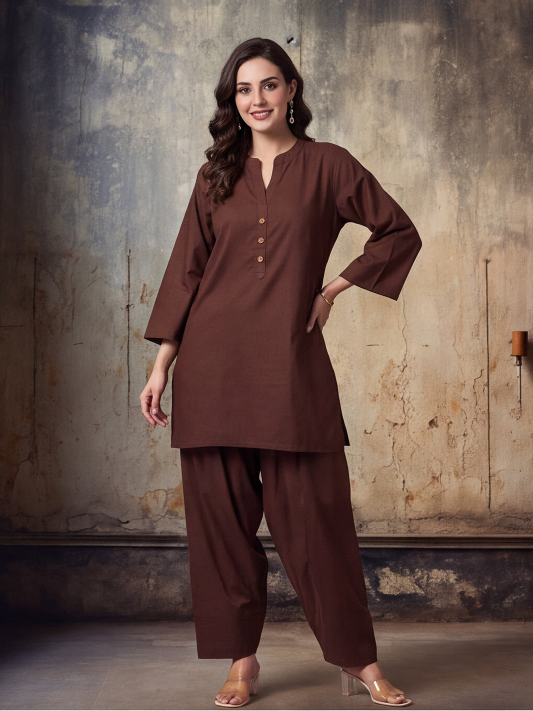 Solid Cotton Straight Kurta & Salwar Sets