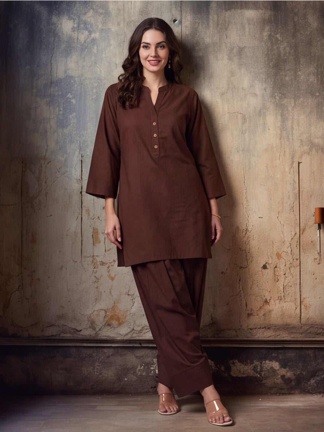 Solid Cotton Straight Kurta & Salwar Sets