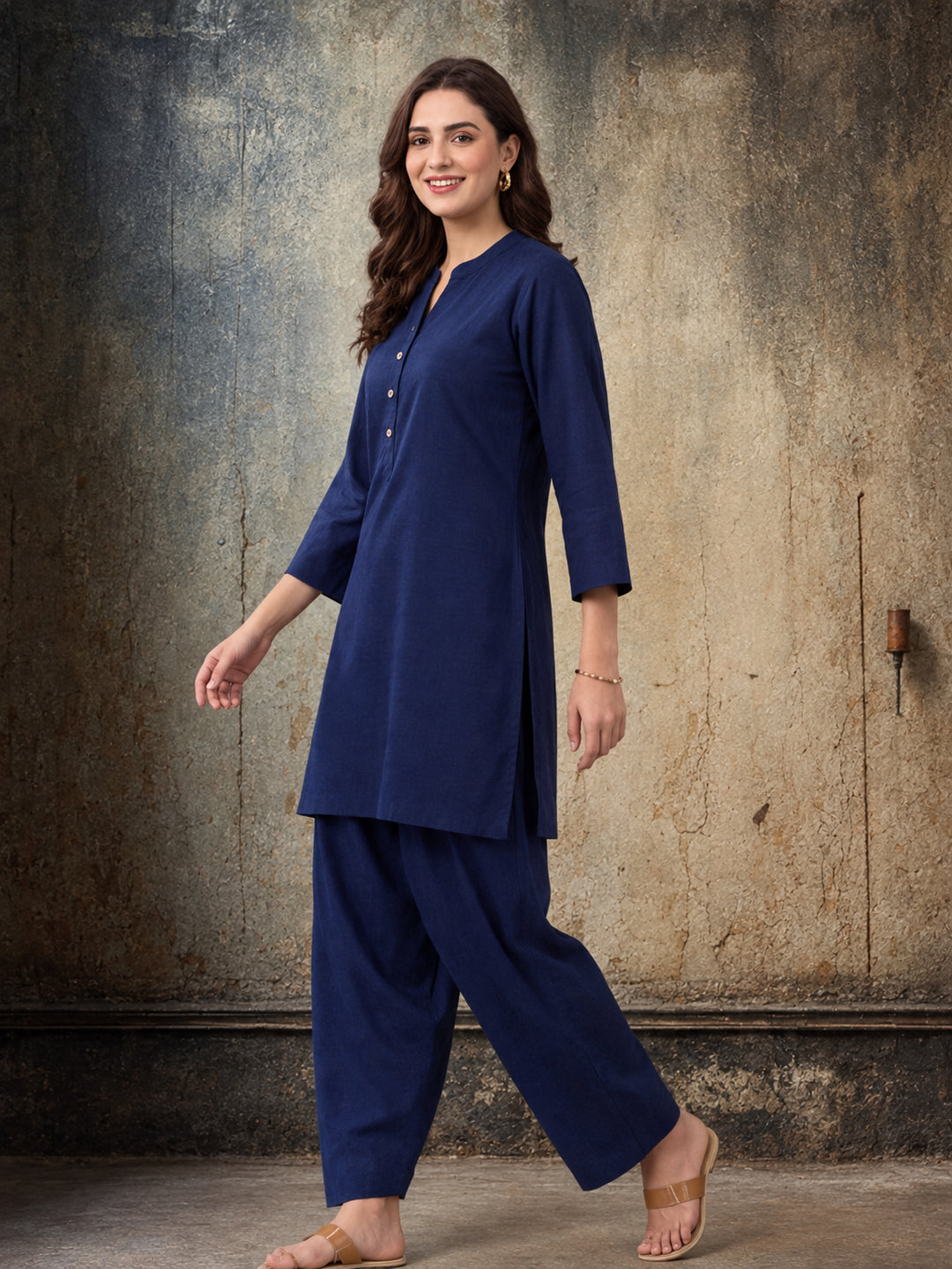 Solid Cotton Straight Kurta & Salwar Sets