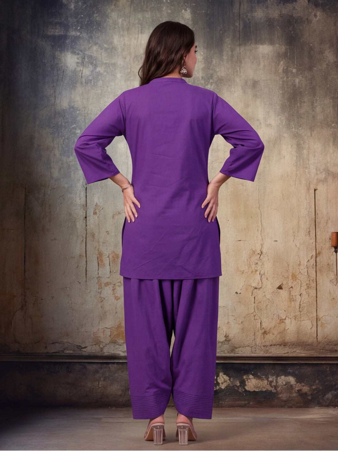 Solid Cotton Straight Kurta & Salwar Sets