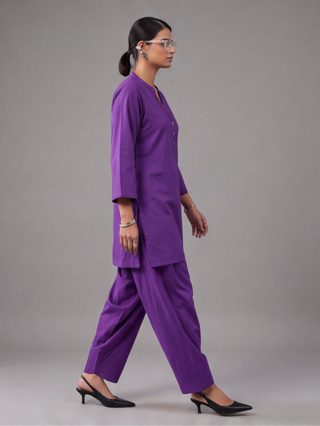 Solid Cotton Straight Kurta & Salwar Sets