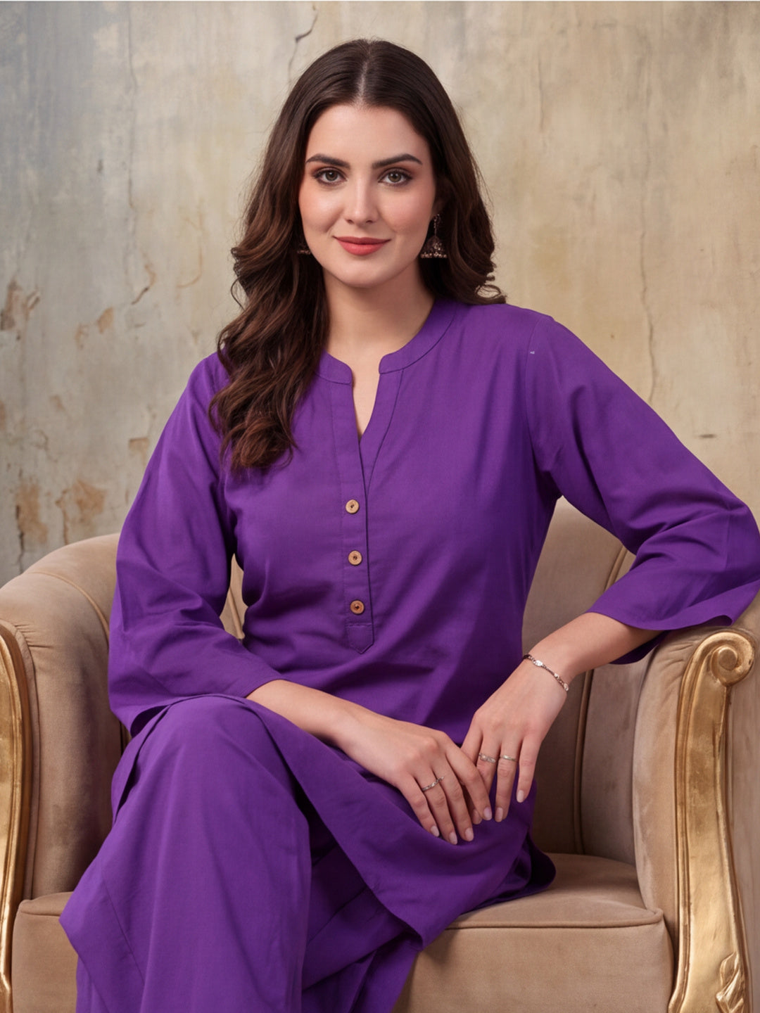 Solid Cotton Straight Kurta & Salwar Sets