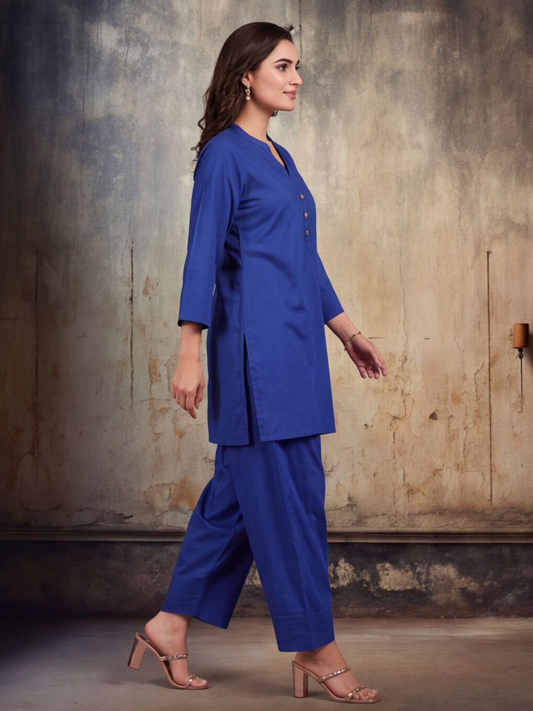 Solid Cotton Straight Kurta & Salwar Sets