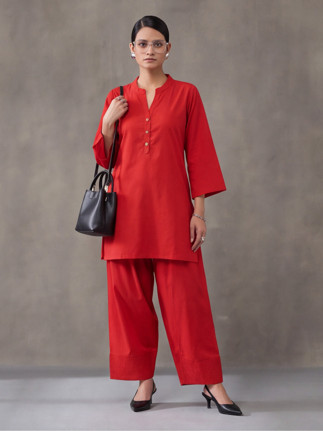 Solid Cotton Straight Kurta & Salwar Sets