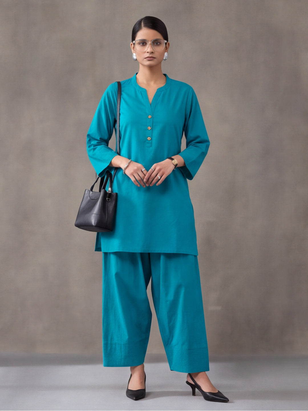 Solid Cotton Straight Kurta & Salwar Sets