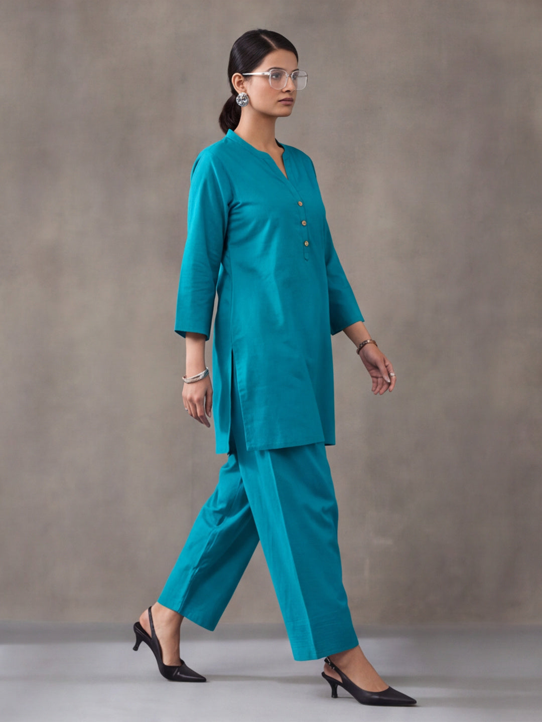 Solid Cotton Straight Kurta & Salwar Sets