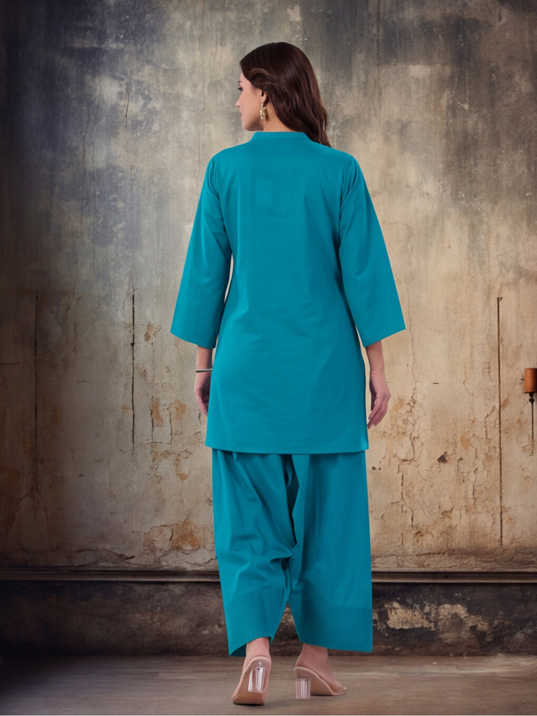 Solid Cotton Straight Kurta & Salwar Sets