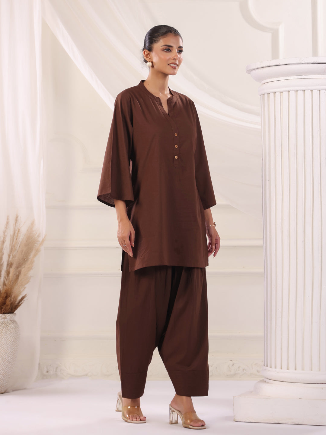 Solid Cotton Straight Kurta & Salwar Sets