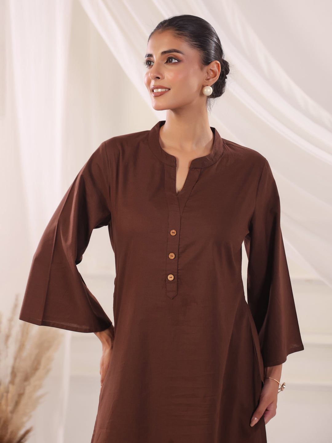 Solid Cotton Straight Kurta & Salwar Sets