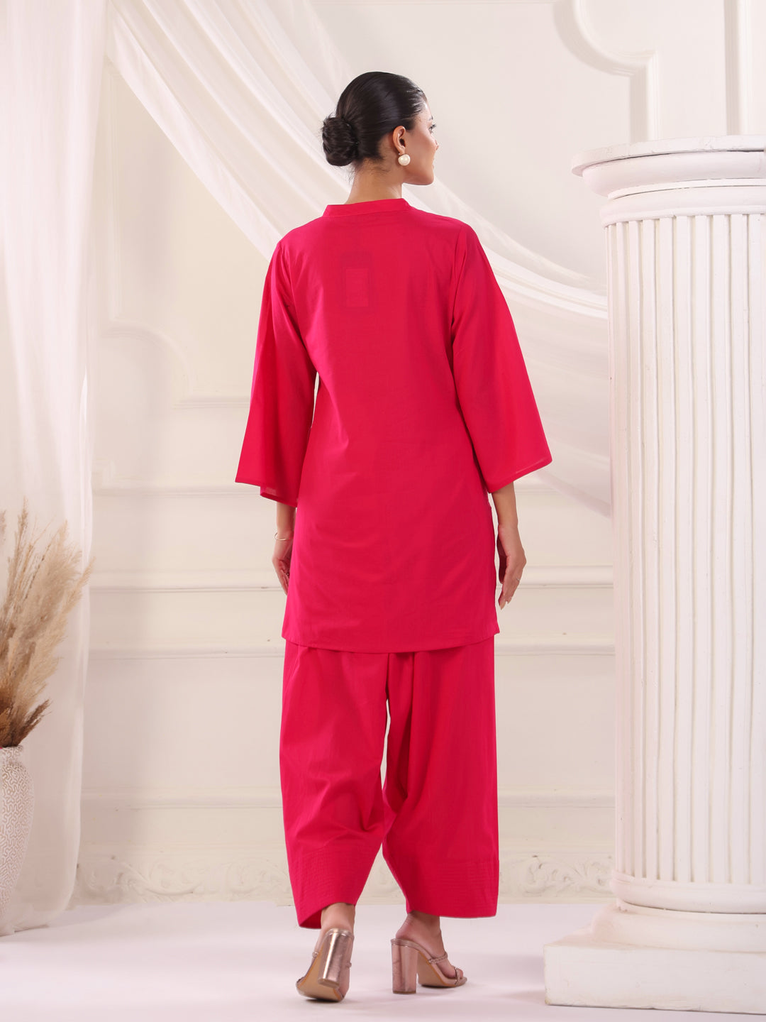 Solid Cotton Straight Kurta & Salwar Sets