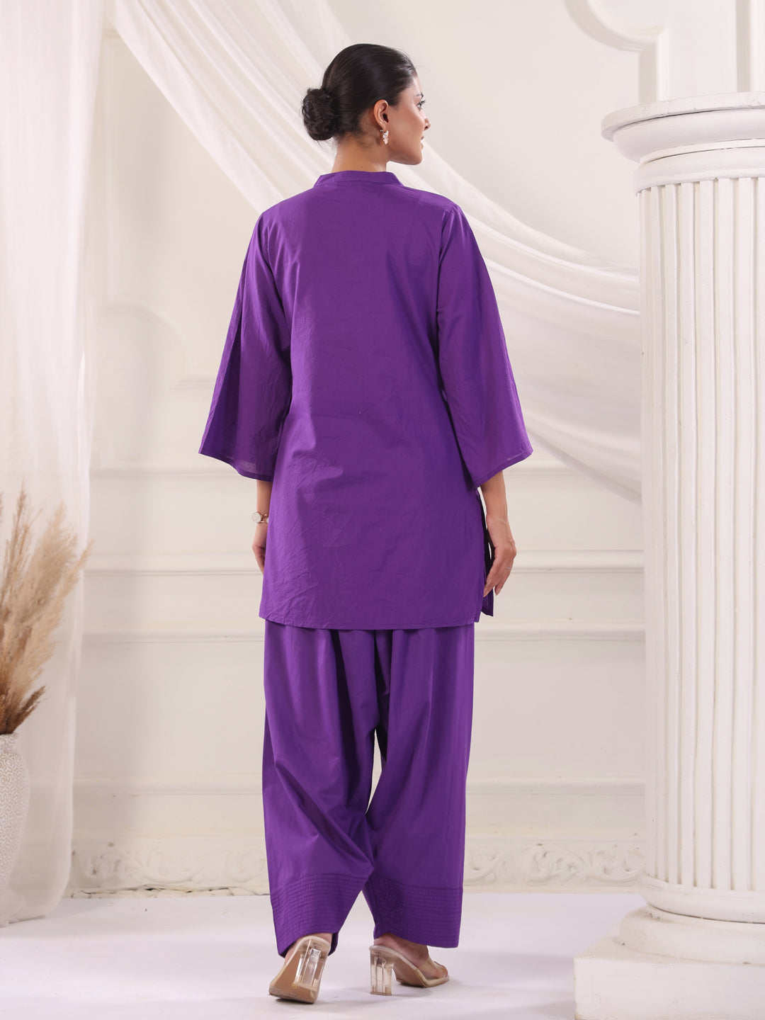 Solid Cotton Straight Kurta & Salwar Sets